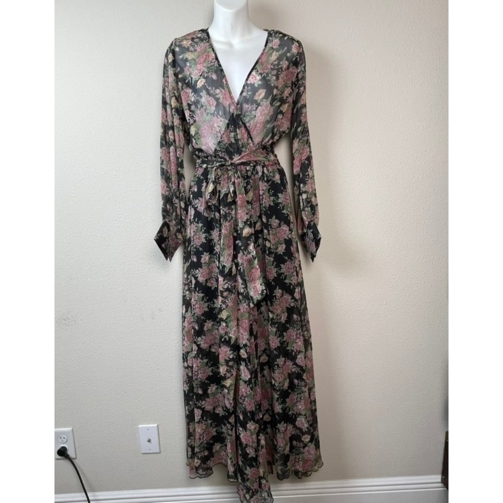 Spy Zone Exchange Floral Maxi Dress Women S Black Pink Sheer Romantic Whimsigoth